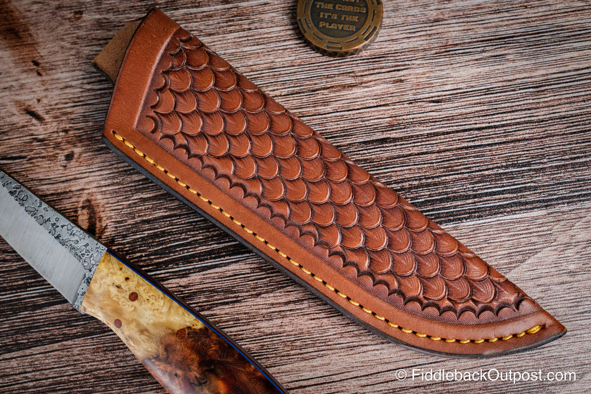 Diomedes Traditional 728 - Leather Belt Sheath - Custom Dragon Scale Tooling