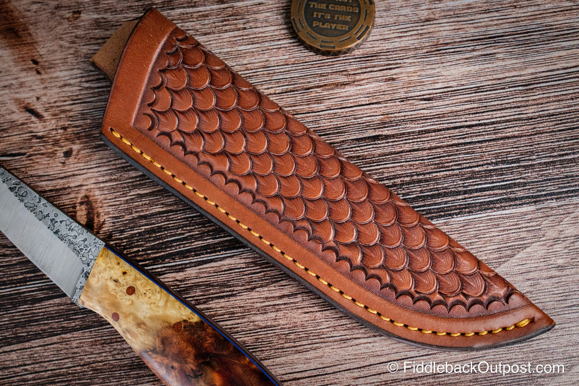 Diomedes Traditional 728 - Leather Belt Sheath - Custom Dragon Scale Tooling