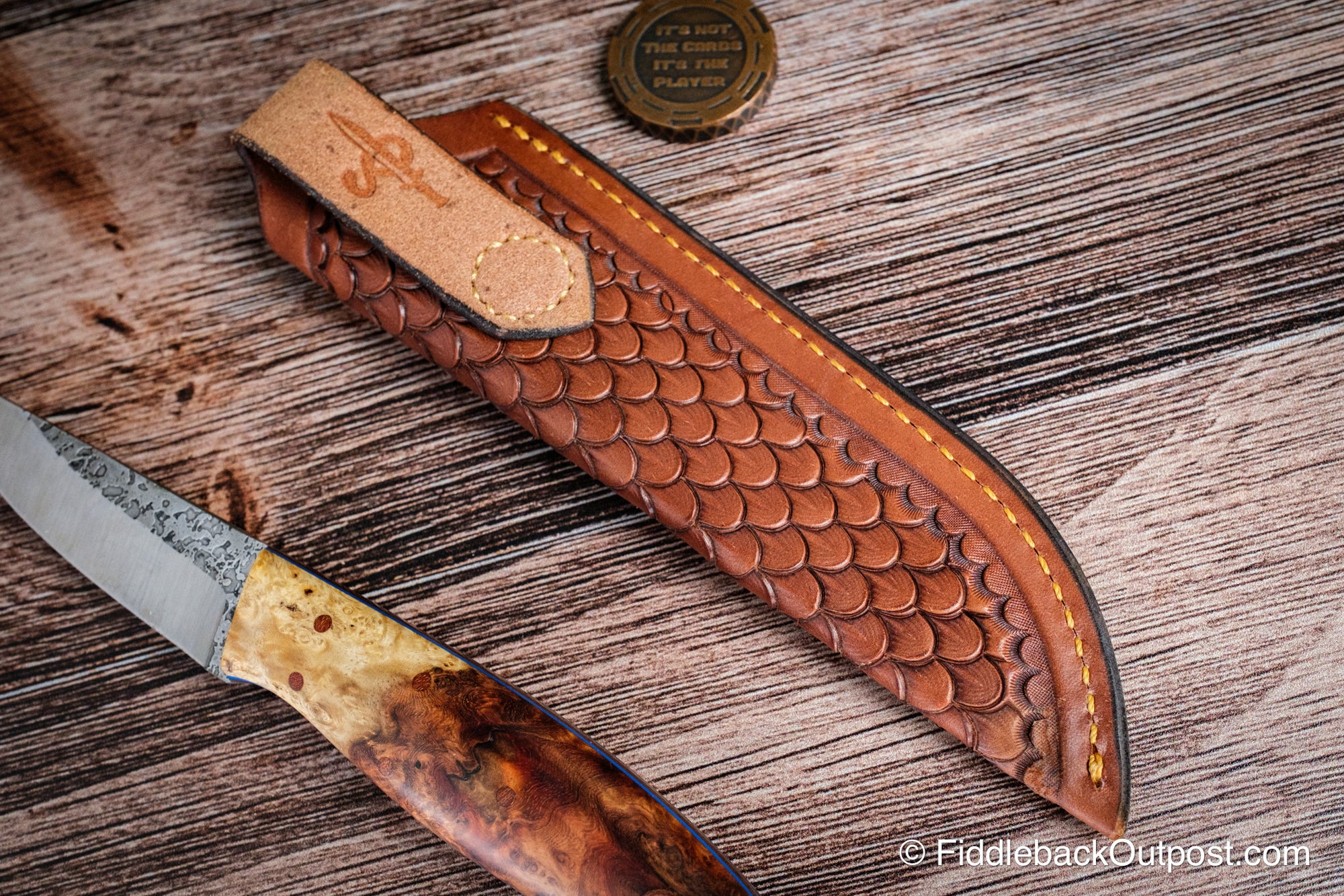 Diomedes Traditional 728 - Leather Belt Sheath - Custom Dragon Scale Tooling