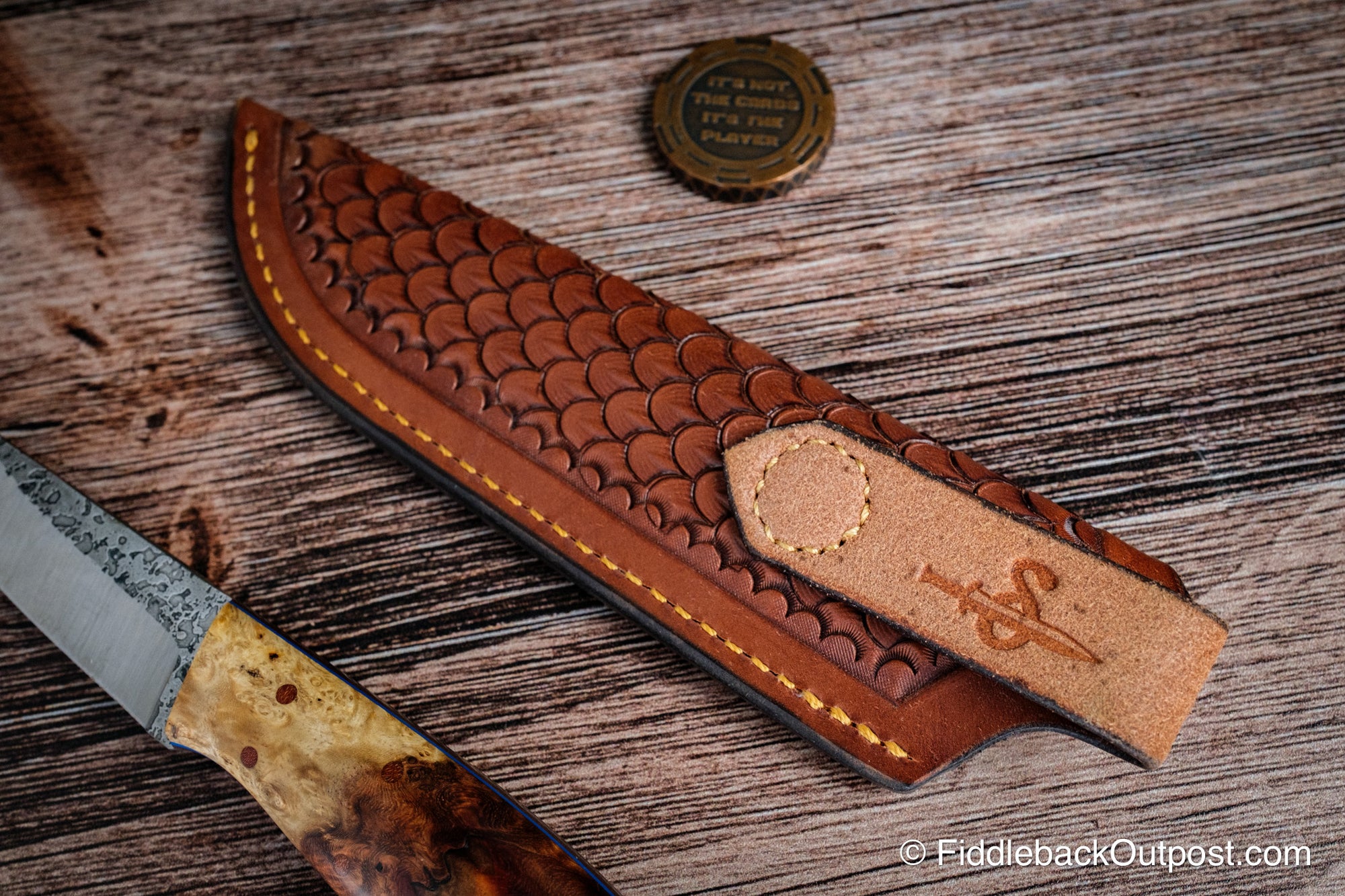 Diomedes Traditional 728 - Leather Belt Sheath - Custom Dragon Scale Tooling