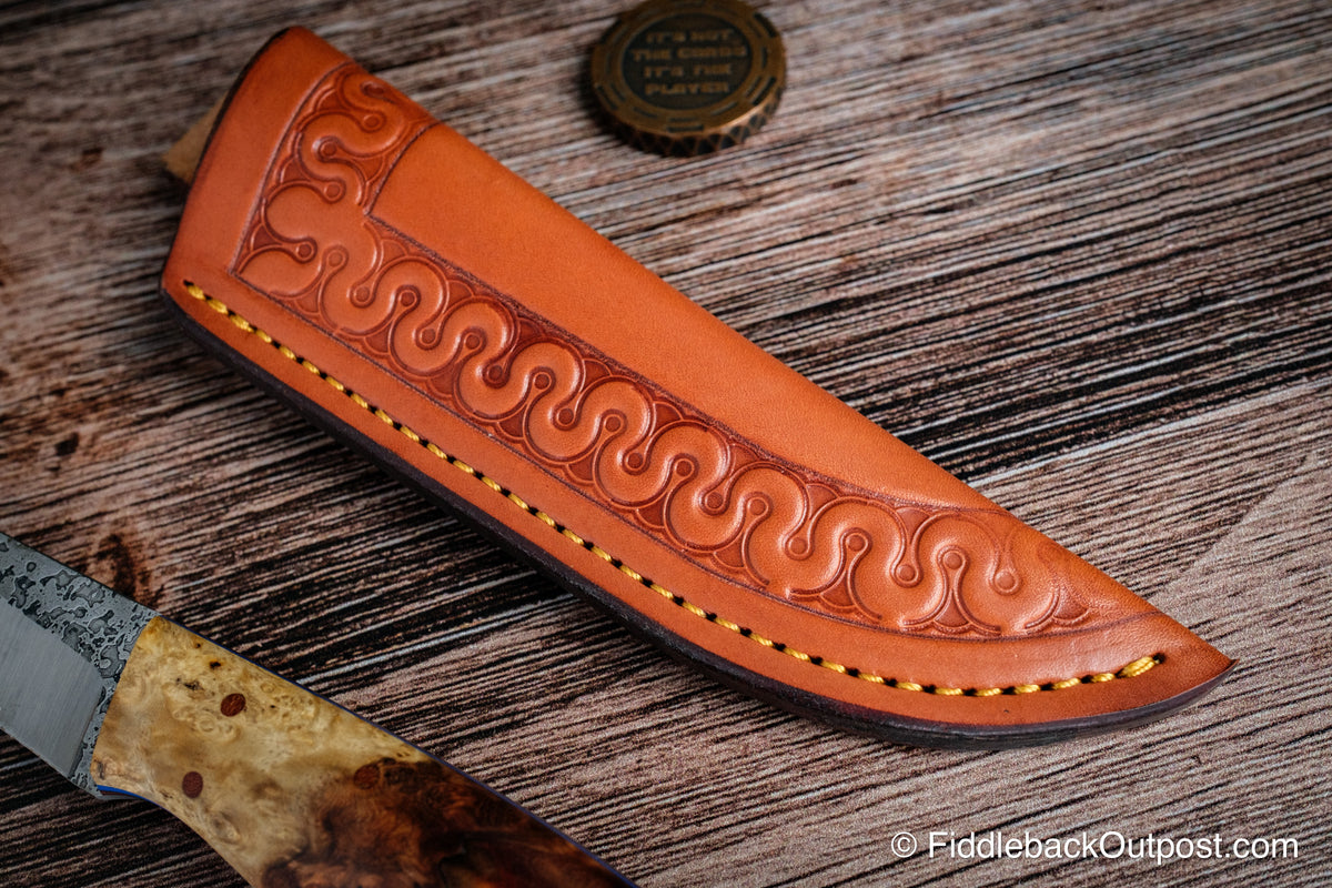 Diomedes Traditional 658 - Leather Belt Sheath - Custom Tentacle Border Tooling