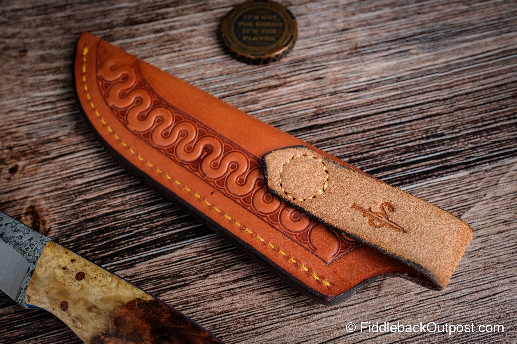 Diomedes Traditional 658 - Leather Belt Sheath - Custom Tentacle Border Tooling