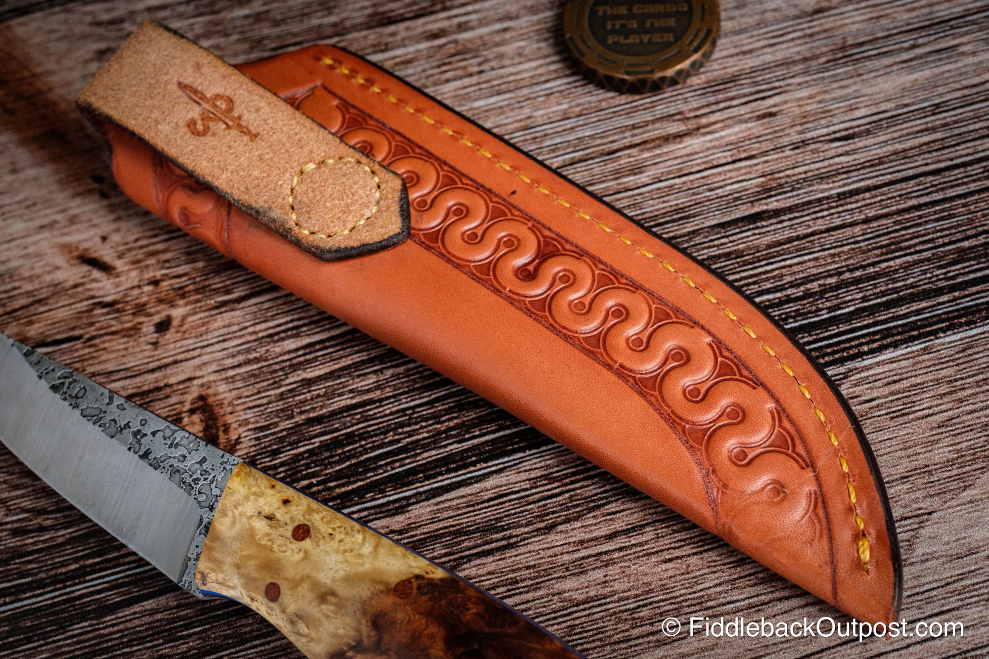 Diomedes Traditional 658 - Leather Belt Sheath - Custom Tentacle Border Tooling
