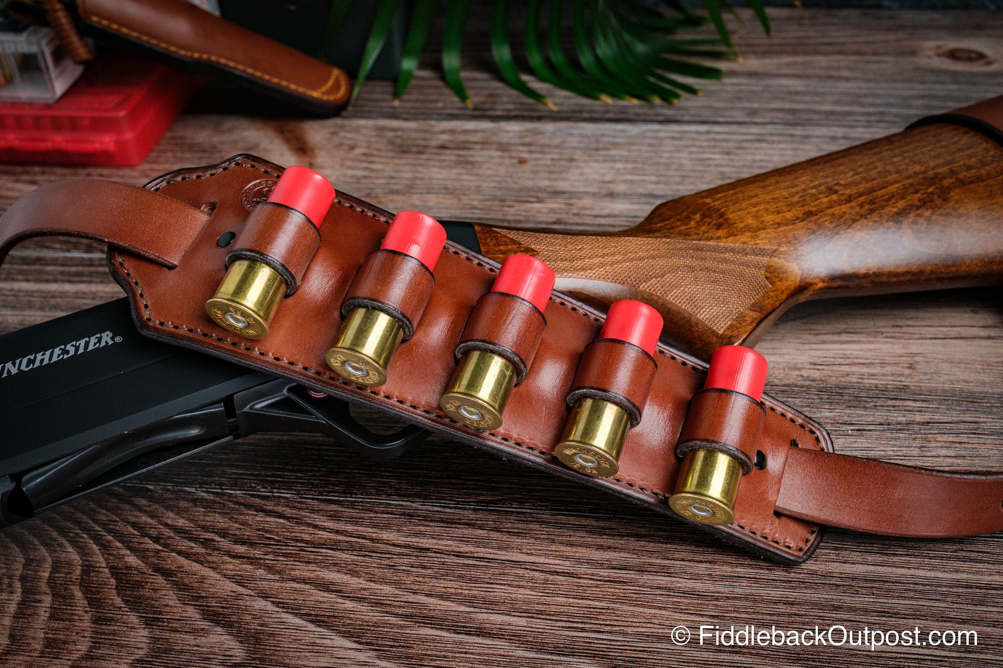 Leather Sling Shoulder Pad WITH Ammo Loops - Fiddleback Outpost