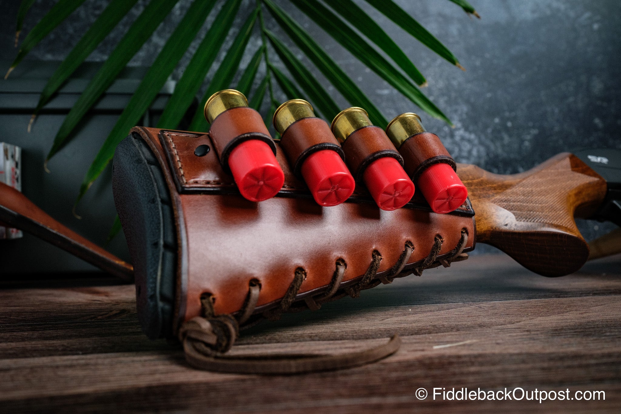Leather Shotgun Butt Stock Cover - Shell Loops - Fiddleback Outpost