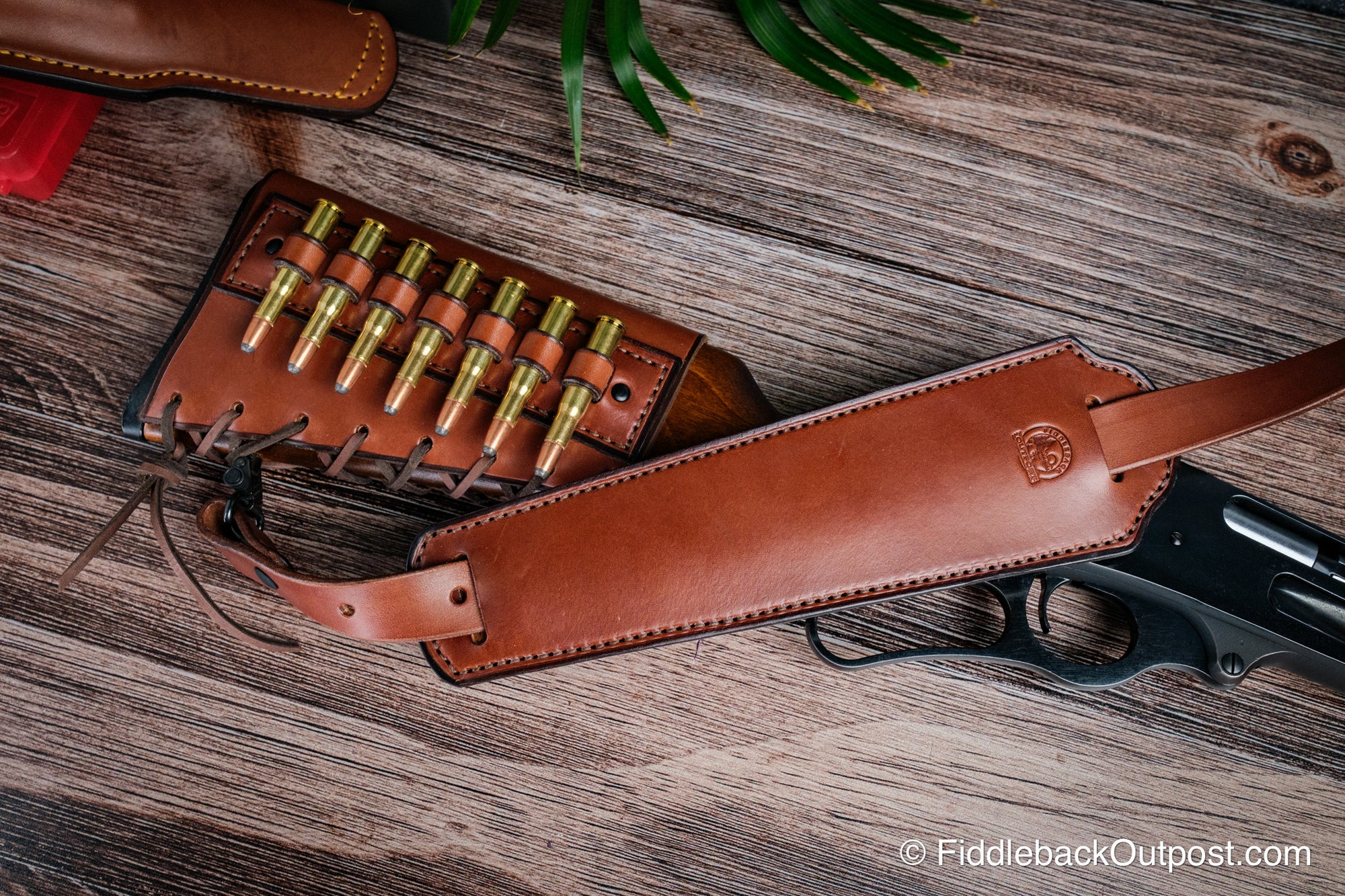 Plain Leather Rifle Shoulder Sling Pad - Fiddleback Outpost