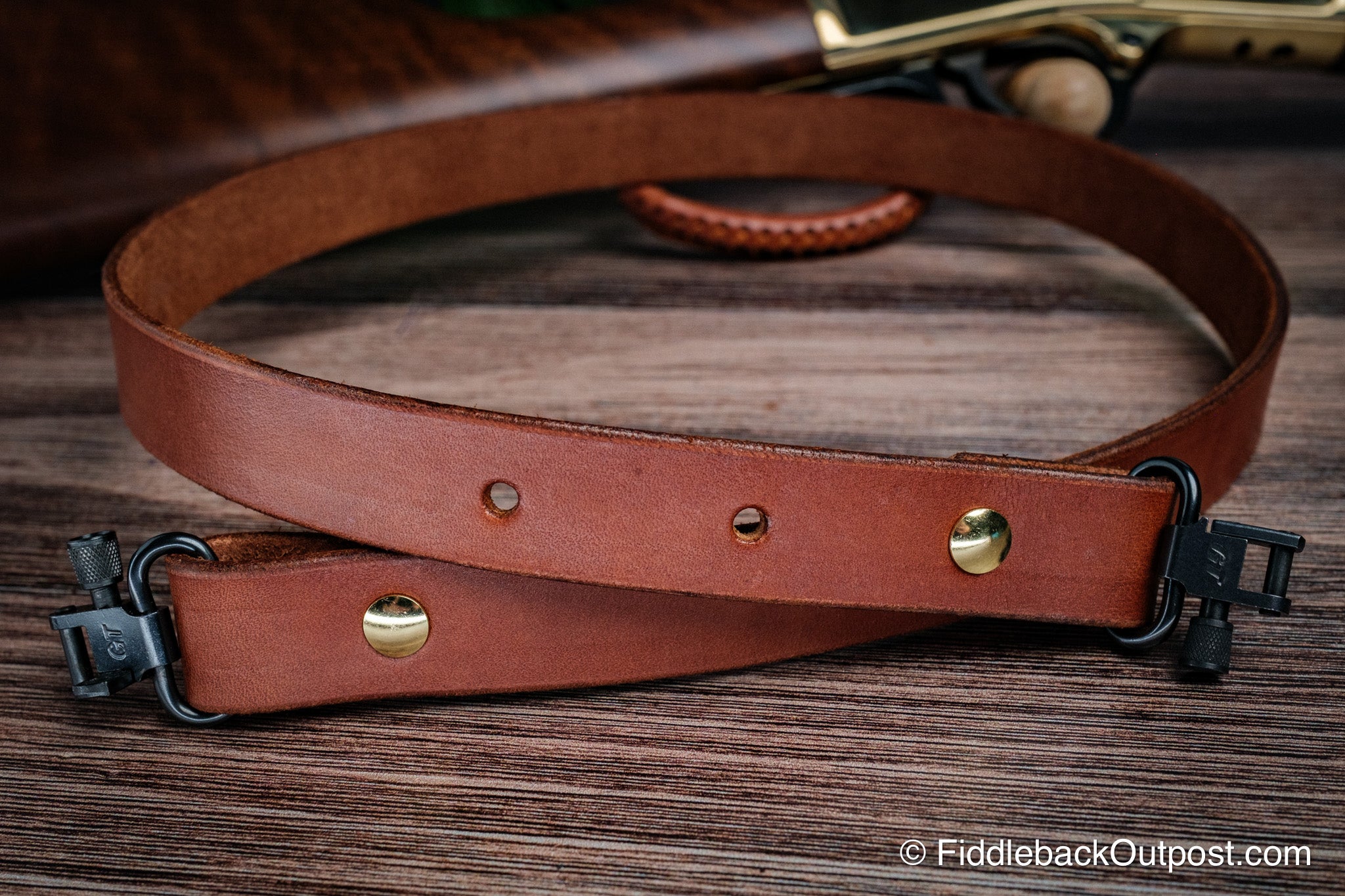 Leather Rifle Sling With Swivels - Fiddleback Outpost