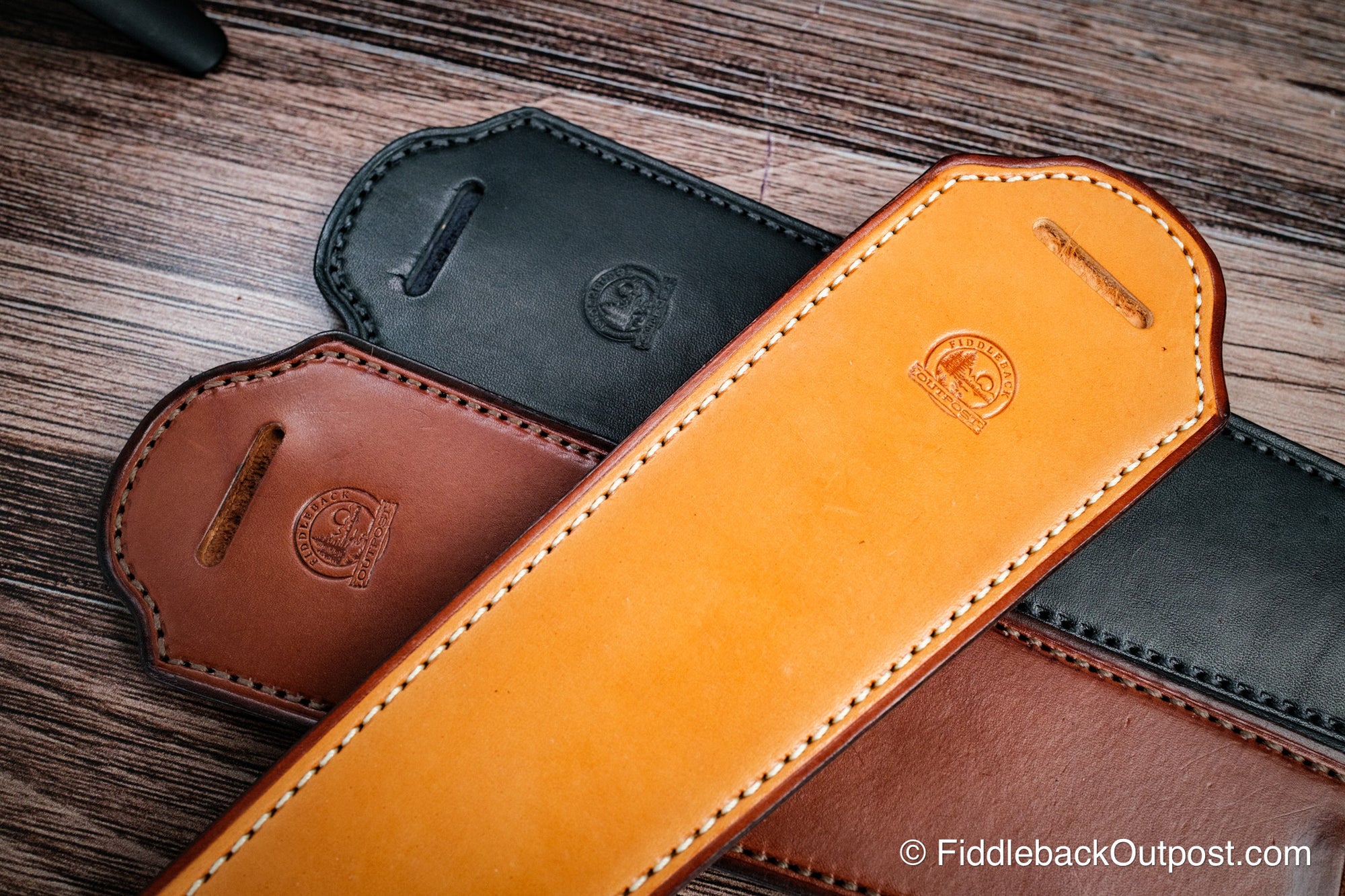 Plain Leather Rifle Shoulder Sling Pad - Colors - Fiddleback Outpost