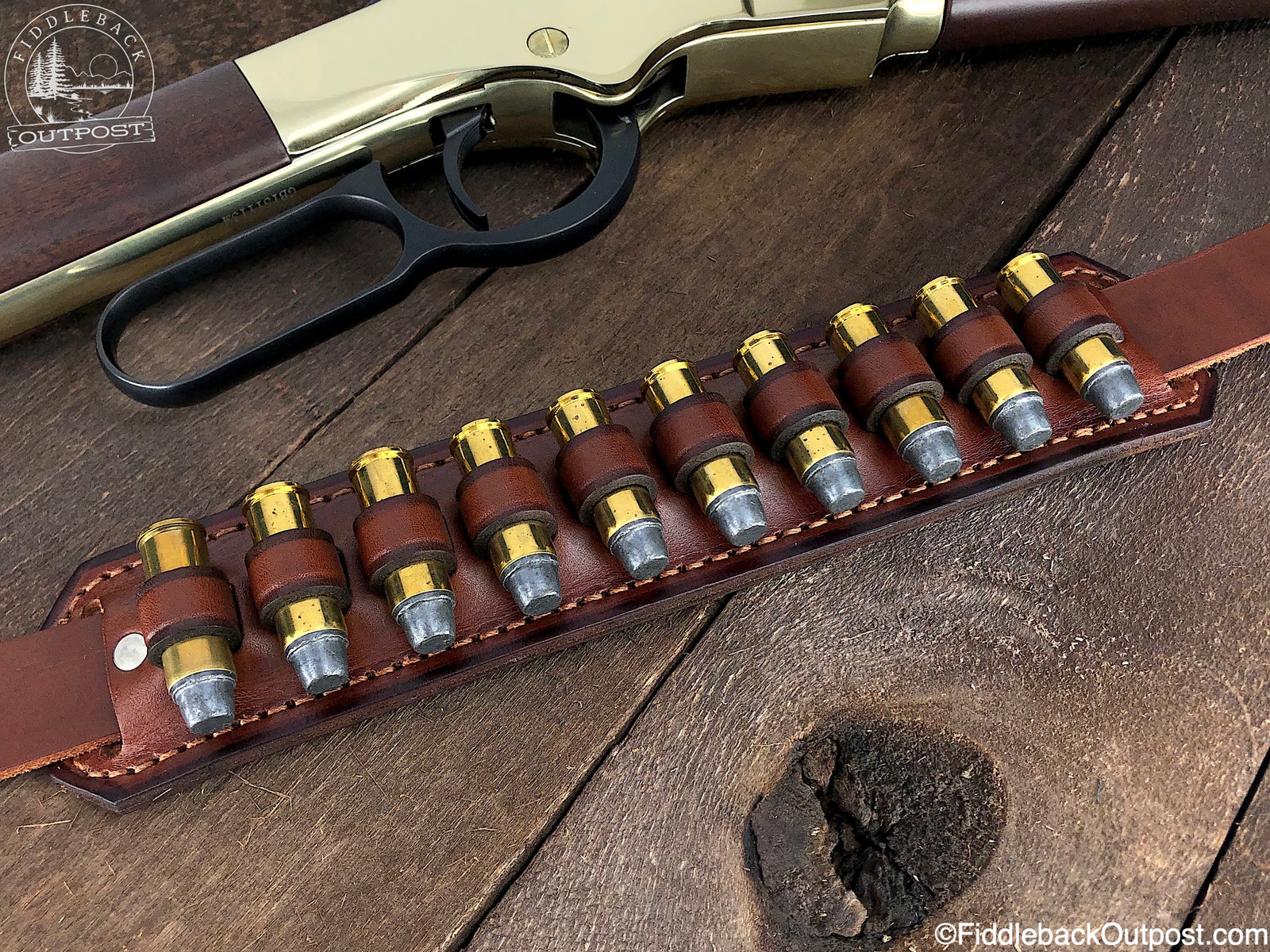 Ammo Carrier for Rifle Sling RLO Custom Leather Fiddleback Outpost