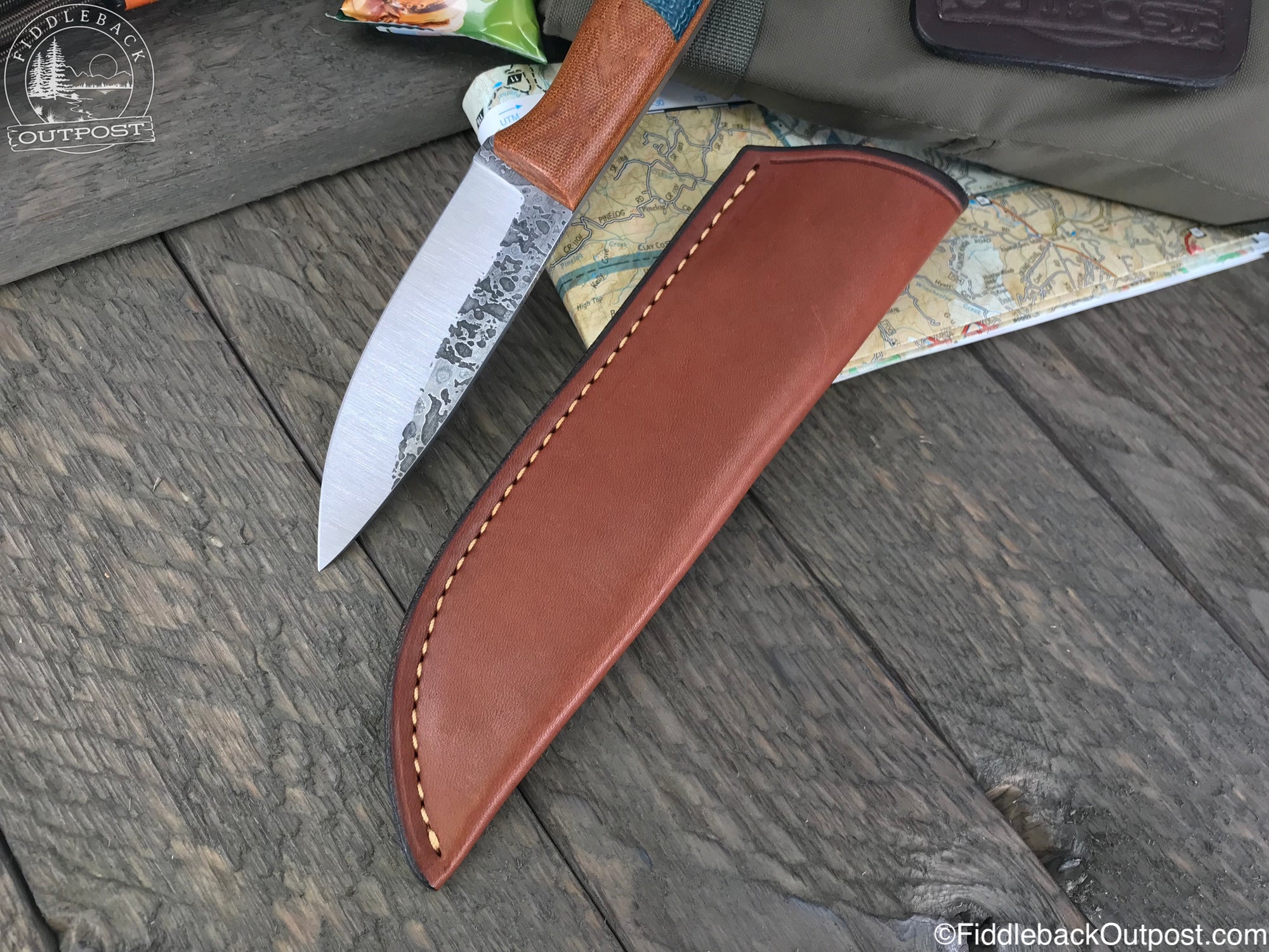 Diomedes Industries - Traditional 728 - Fiddleback Outpost - Leather Belt Sheath for Knife
