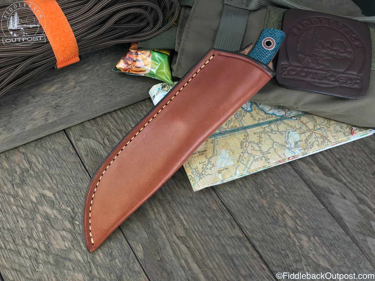 Diomedes Industries - Traditional 728 - Fiddleback Outpost - Leather Belt Sheath for Knife