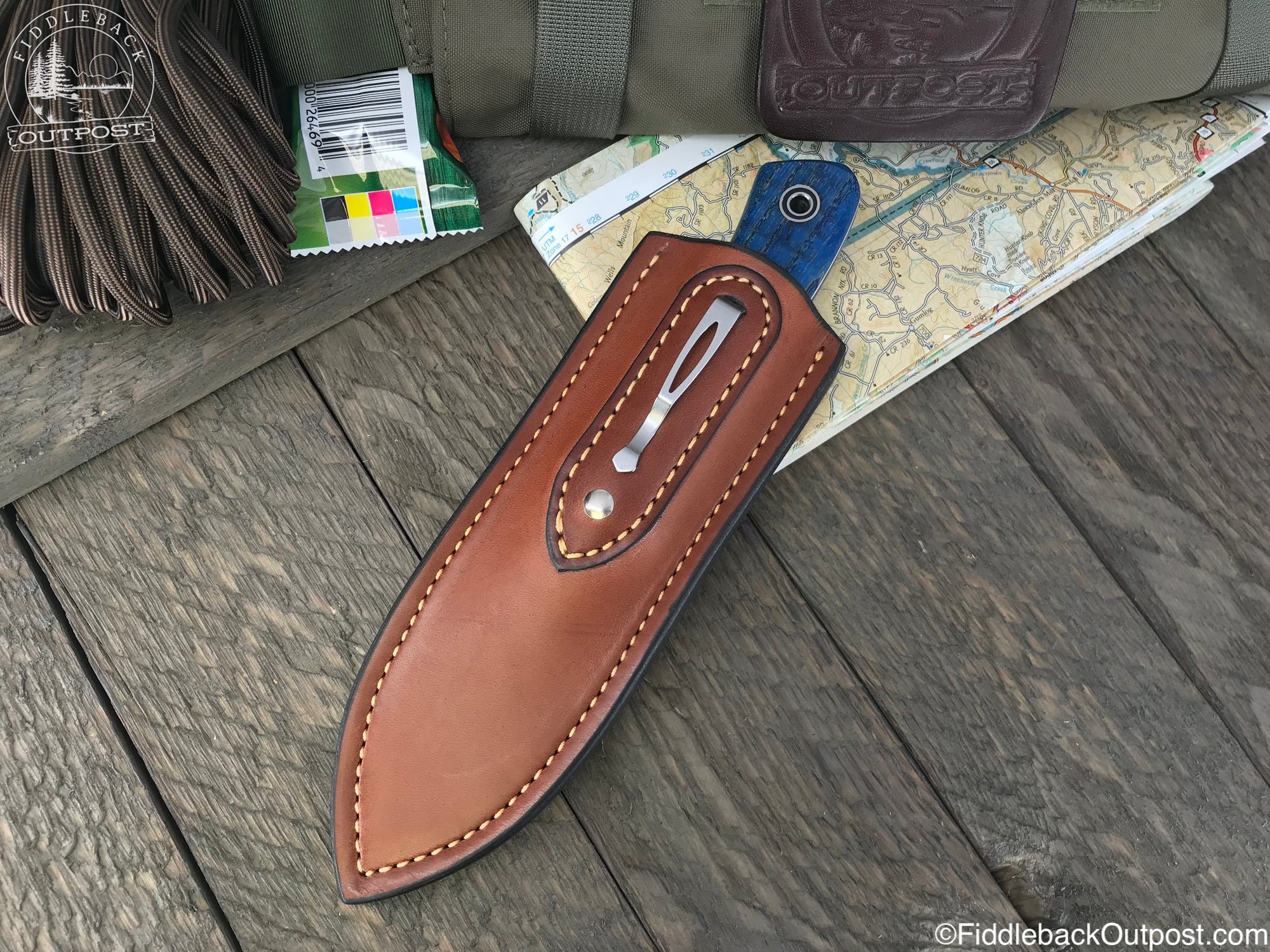 Diomedes Industries - APS 748 WIDE - Fiddleback Outpost - Leather Pocket Sheath