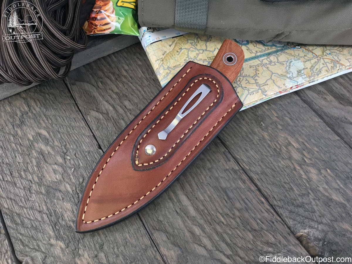 Diomedes Industries - APS 568 - Fiddleback Outpost - Leather Pocket Sheath for Knife