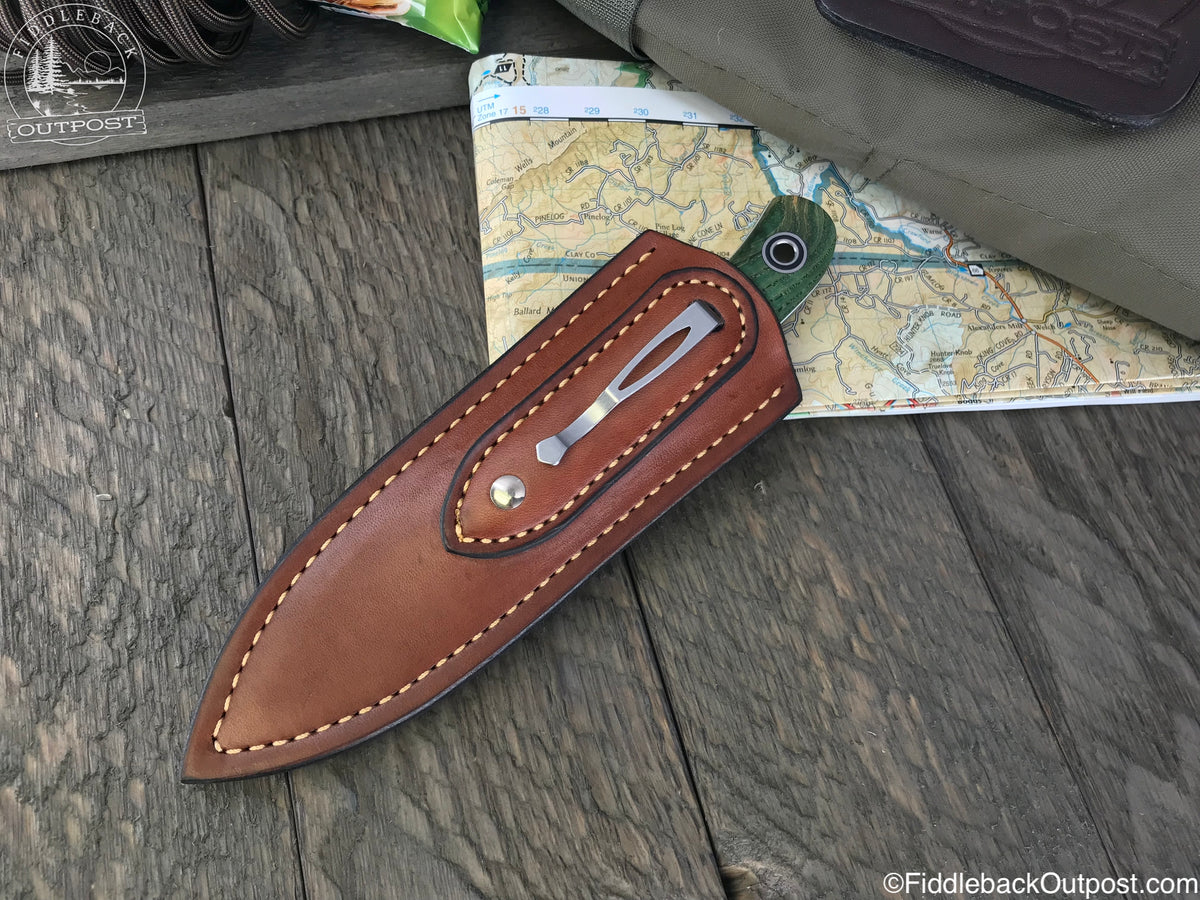 Diomedes Industries - APS 638 - Fiddleback Outpost - Leather Belt Sheath for Knife