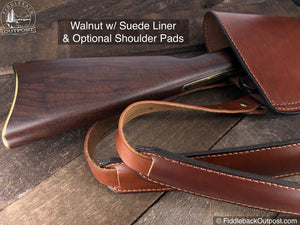 Leather Rifle Scabbard - Double Shoulder Straps - RLO Custom Leather - Fiddleback Outpost