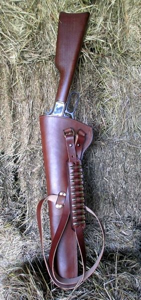 Leather Rifle Scabbard - Double Shoulder Straps - RLO Custom Leather - Fiddleback Outpost