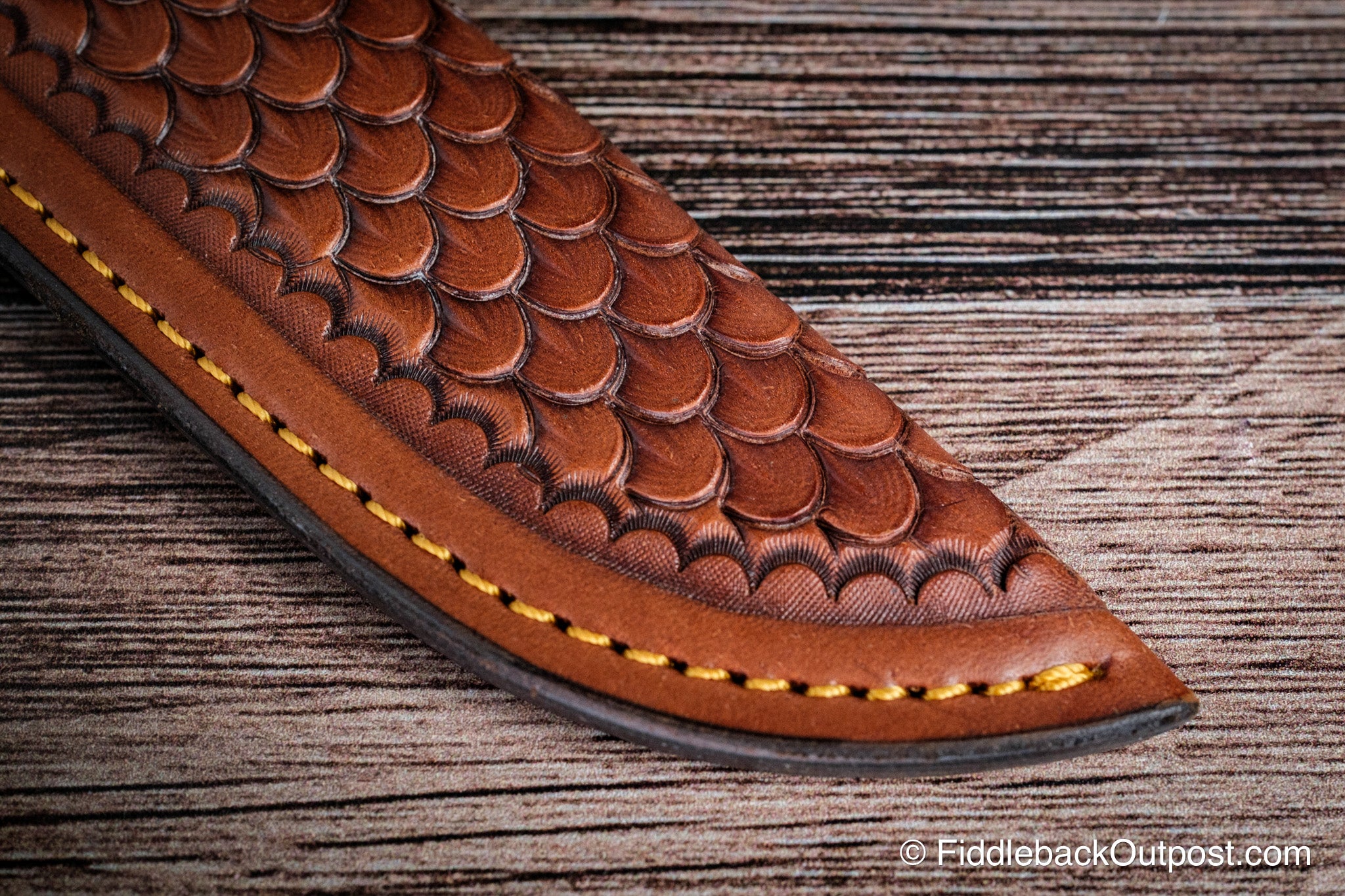 Diomedes Traditional 728 - Leather Belt Sheath - Custom Dragon Scale Tooling