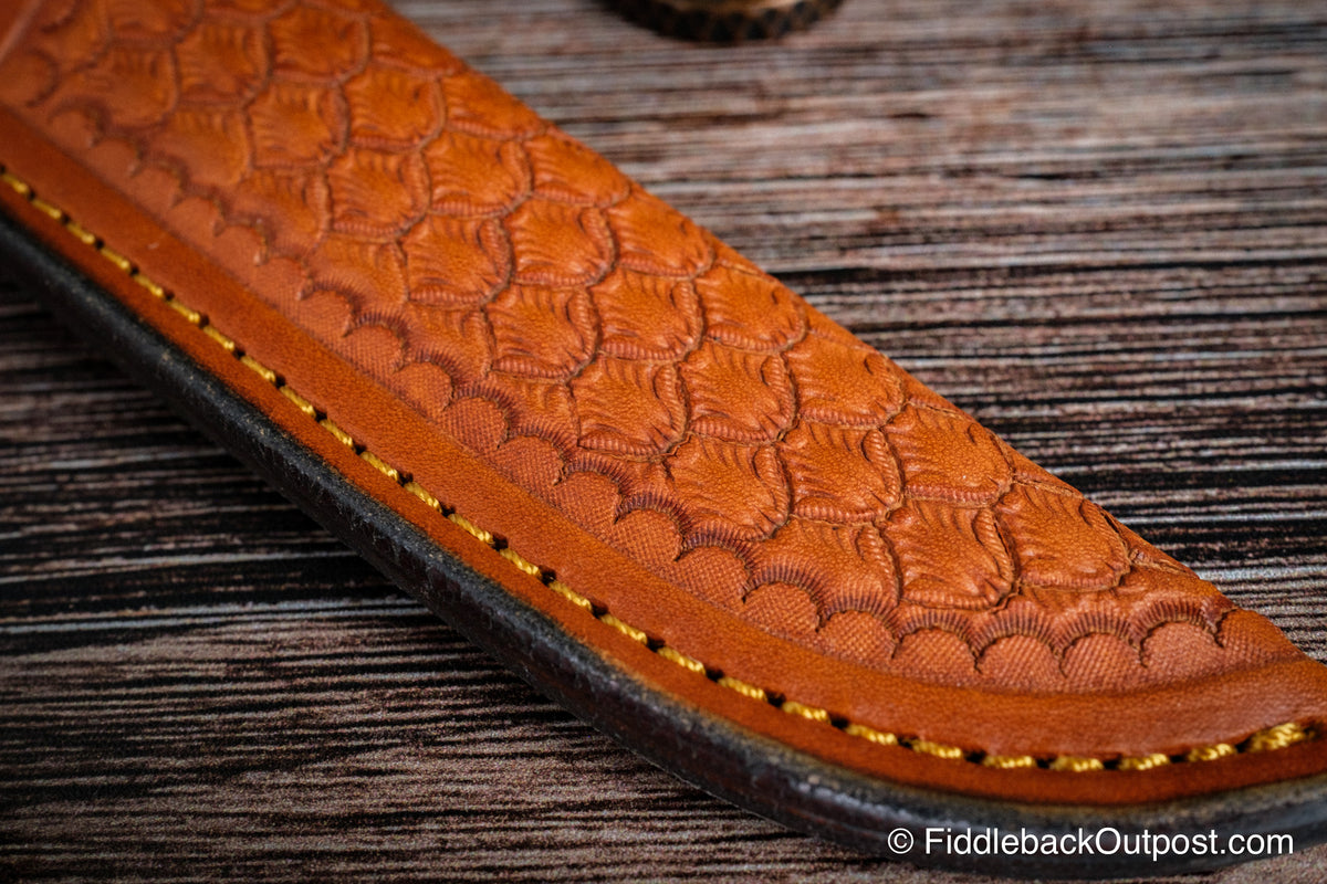 Diomedes Industries Traditional 638 - Leather Belt Sheath - Custom FireCrest Tooling