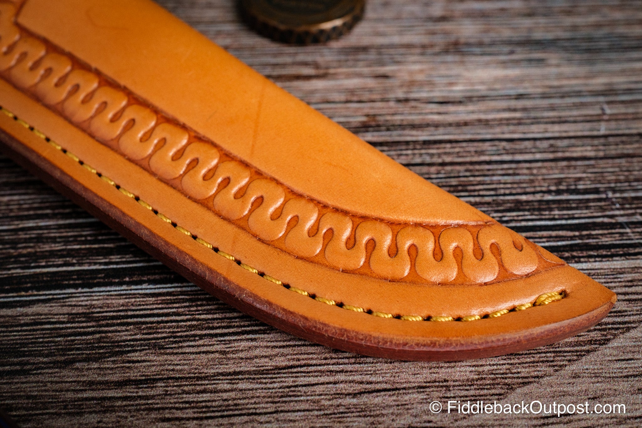Diomedes Traditional 658 - Leather Belt Sheath - Custom Serpentine Border Tooling