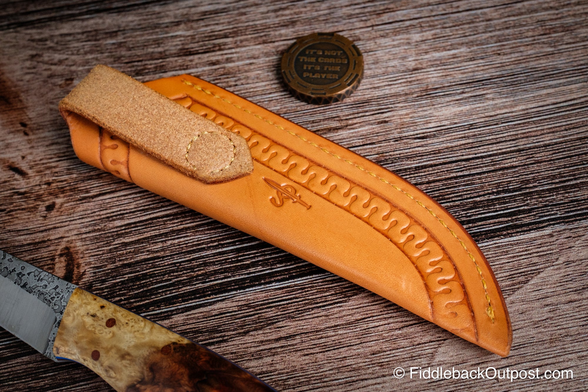 Diomedes Traditional 658 - Leather Belt Sheath - Custom Serpentine Border Tooling