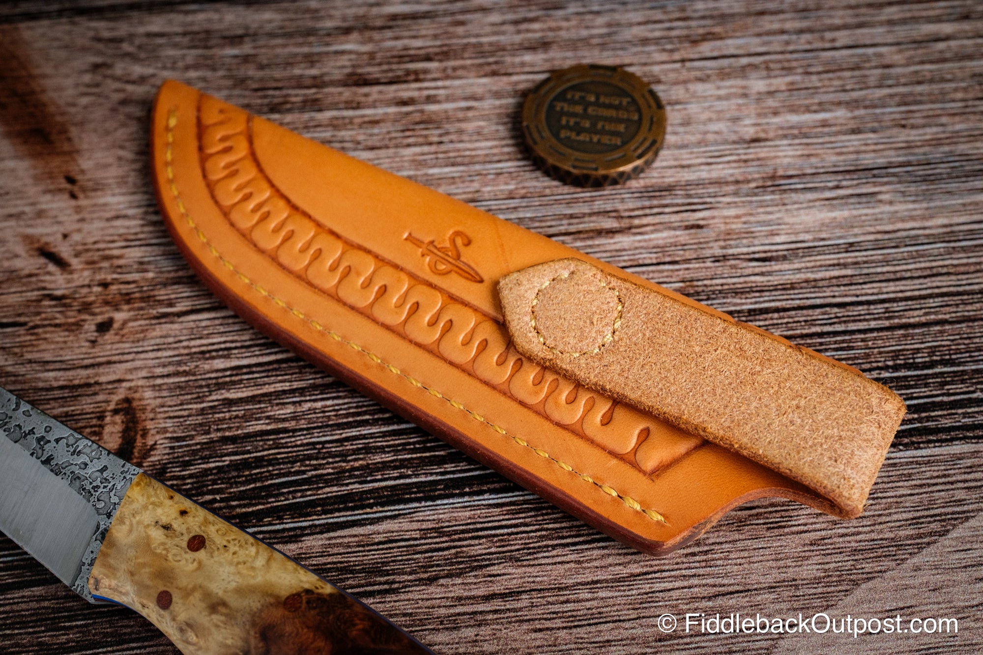 Diomedes Traditional 658 - Leather Belt Sheath - Custom Serpentine Border Tooling