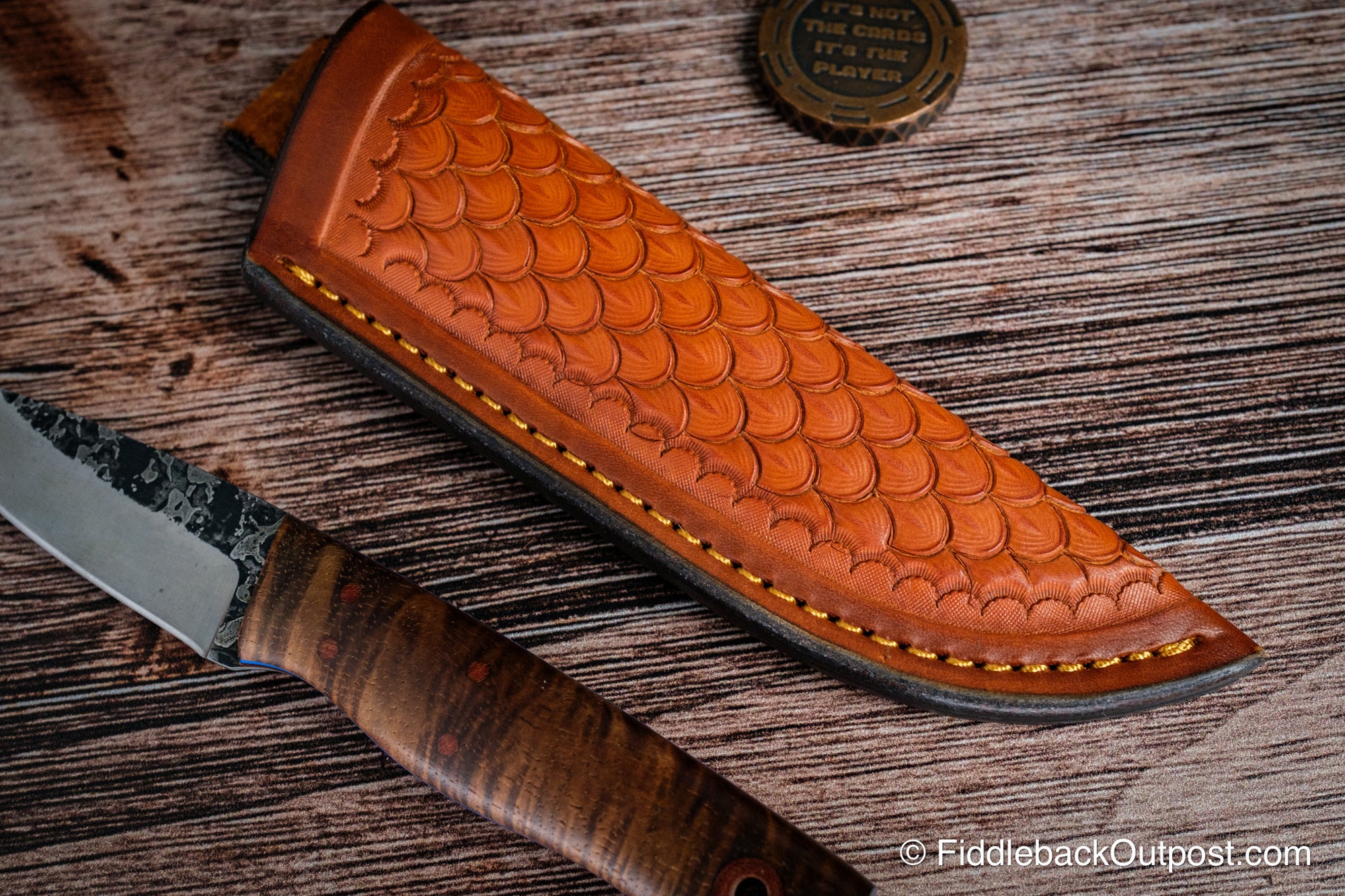 Diomedes Industries Traditional 638 - Leather Belt Sheath - Dragon Scale Tooling