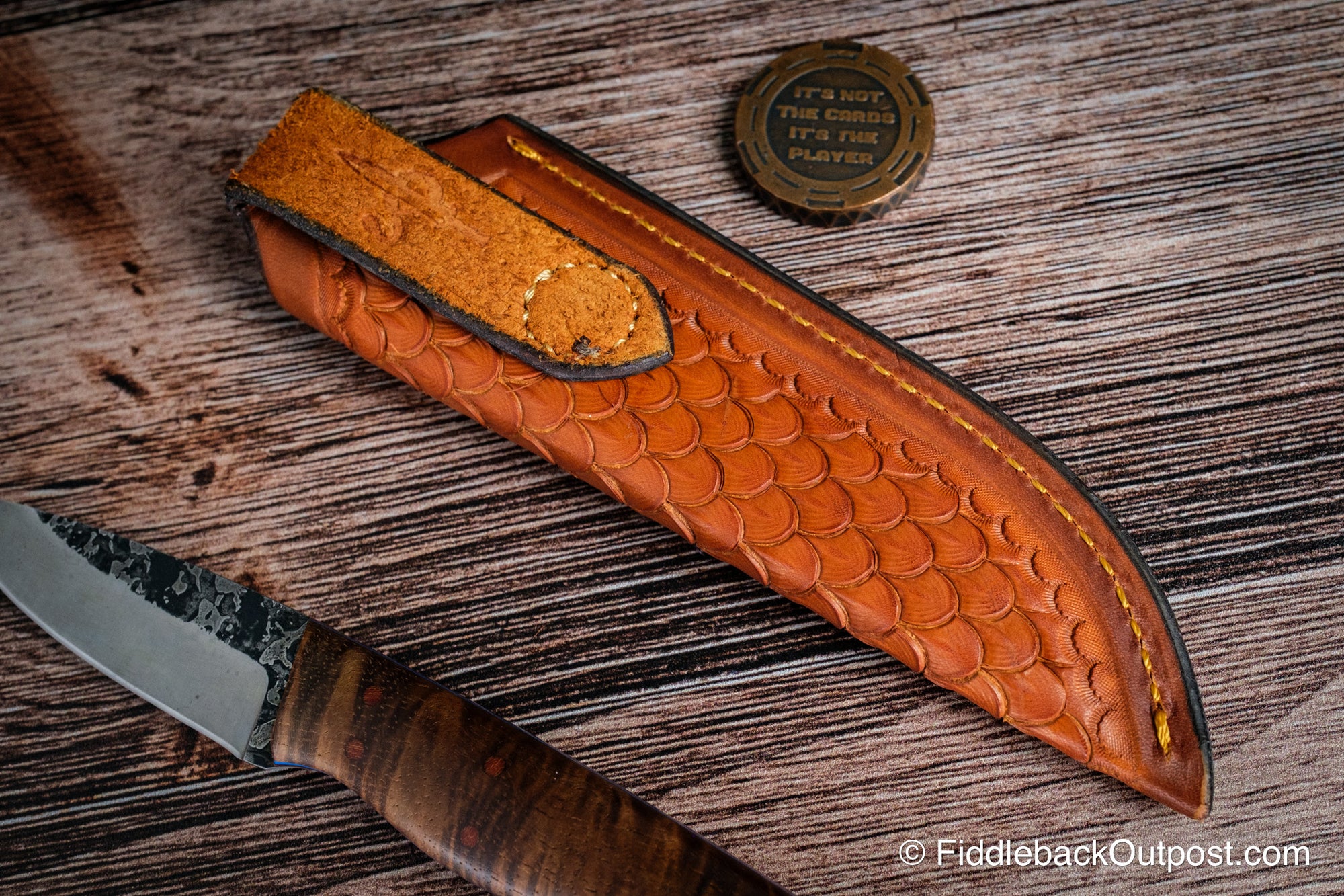 Diomedes Industries Traditional 638 - Leather Belt Sheath - Dragon Scale Tooling