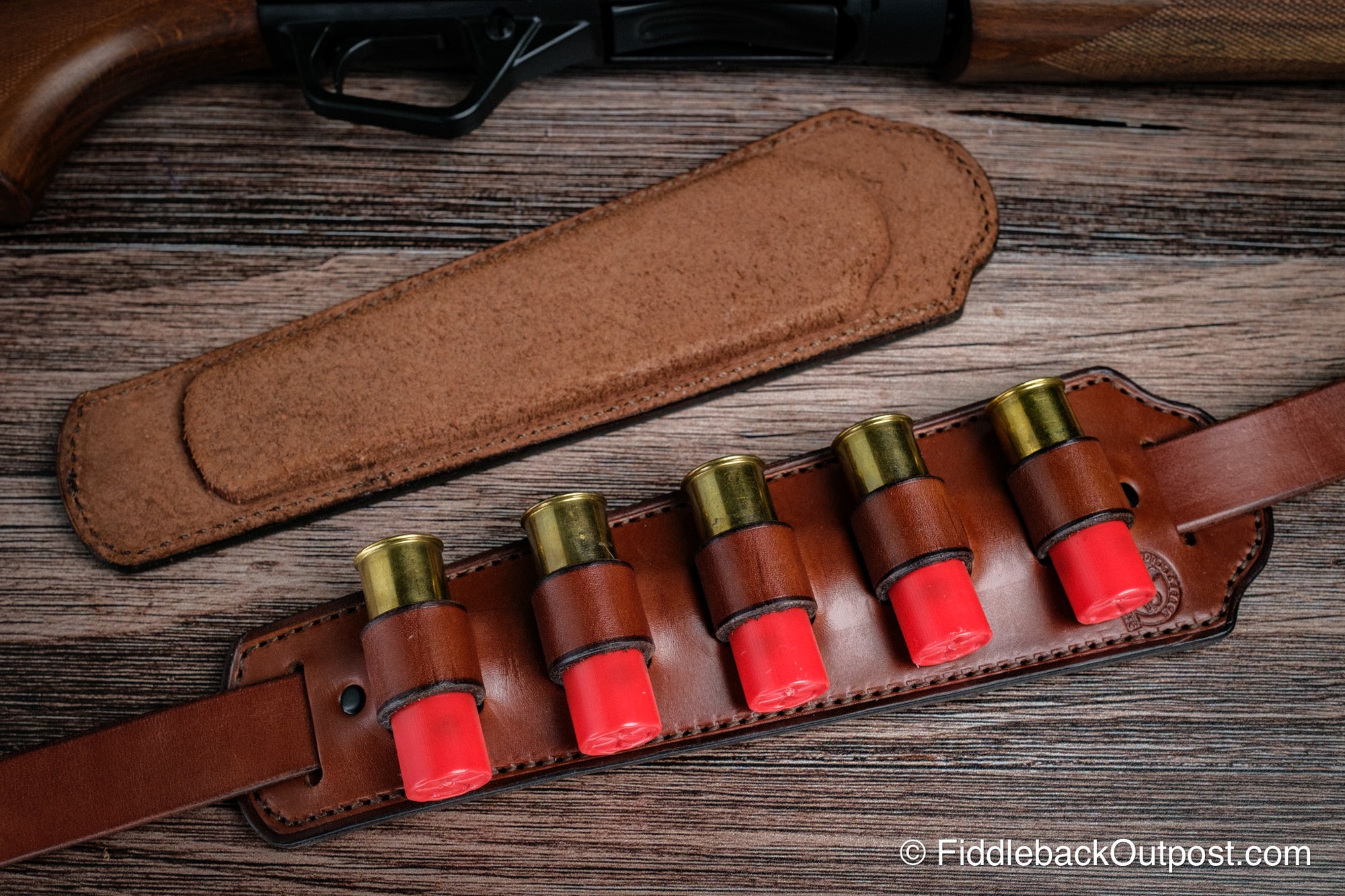 Shoulder Pad Shell Leather Sling Shoulder Pad WITH Ammo Loops - Fiddleback Outpost