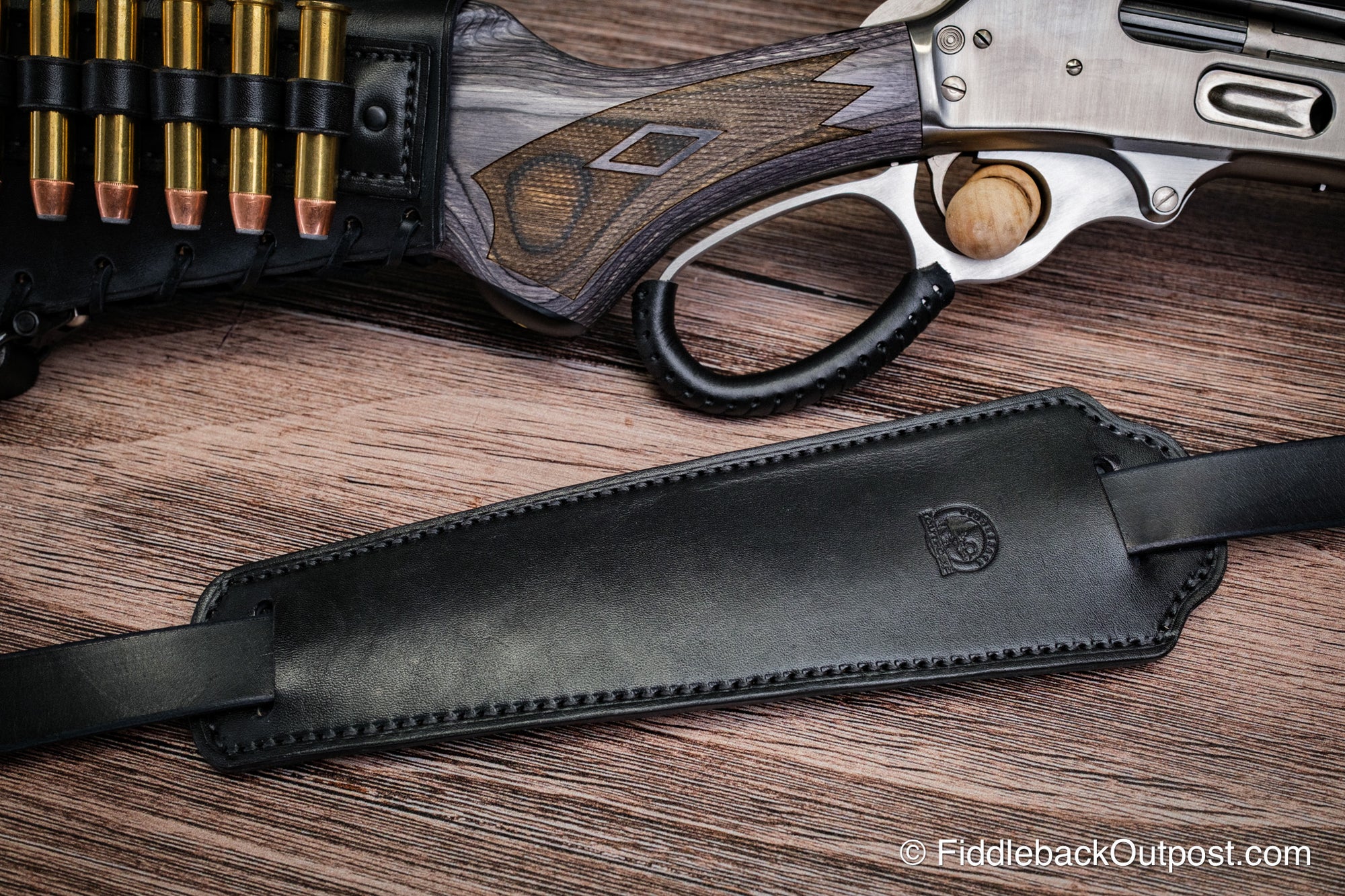 Plain Leather Rifle Shoulder Sling Pad - Fiddleback Outpost