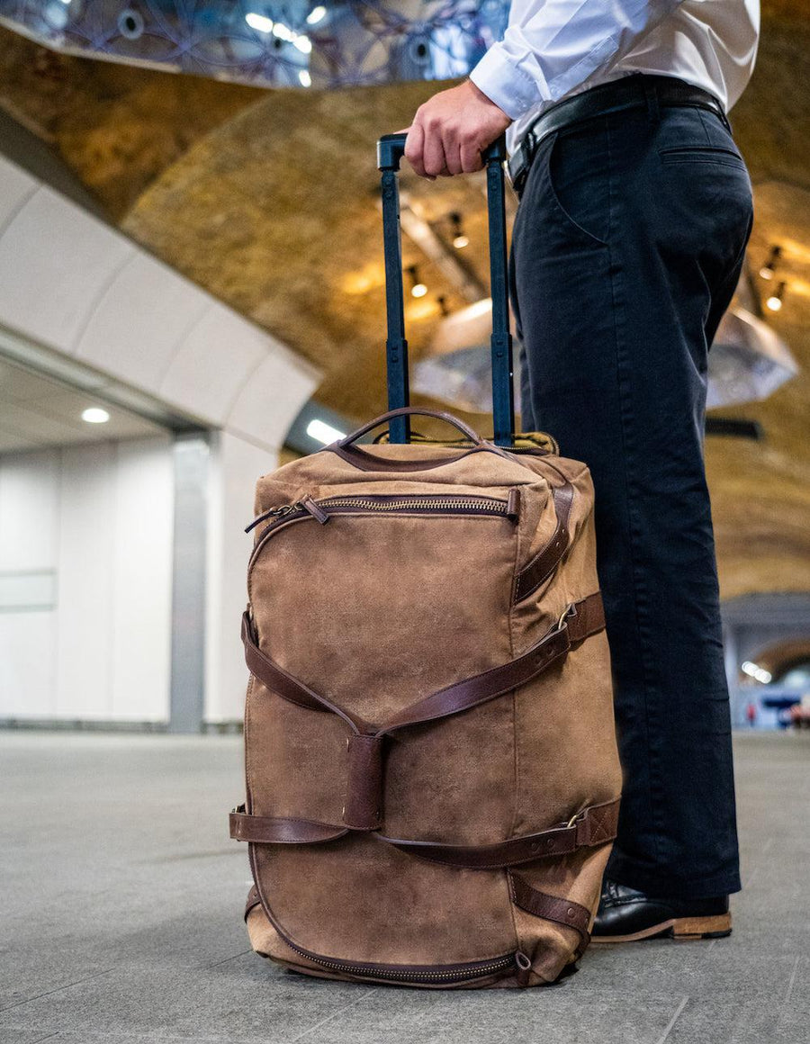 Campaign Waxed Canvas Rolling Carry-On Duffle Bag