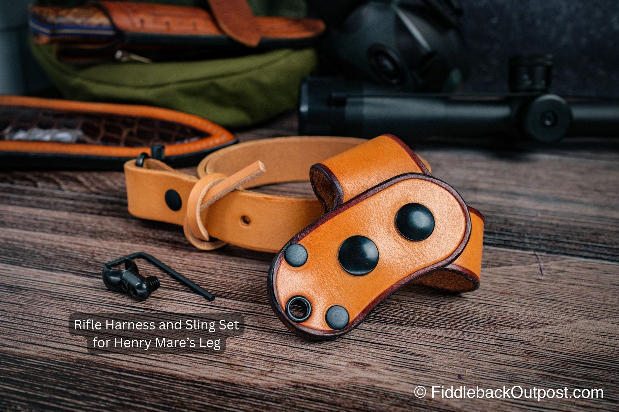 Henry Mare's Leg - Leather Rifle Harness and Sling Set - No Drill Required - Fiddleback Outpost
