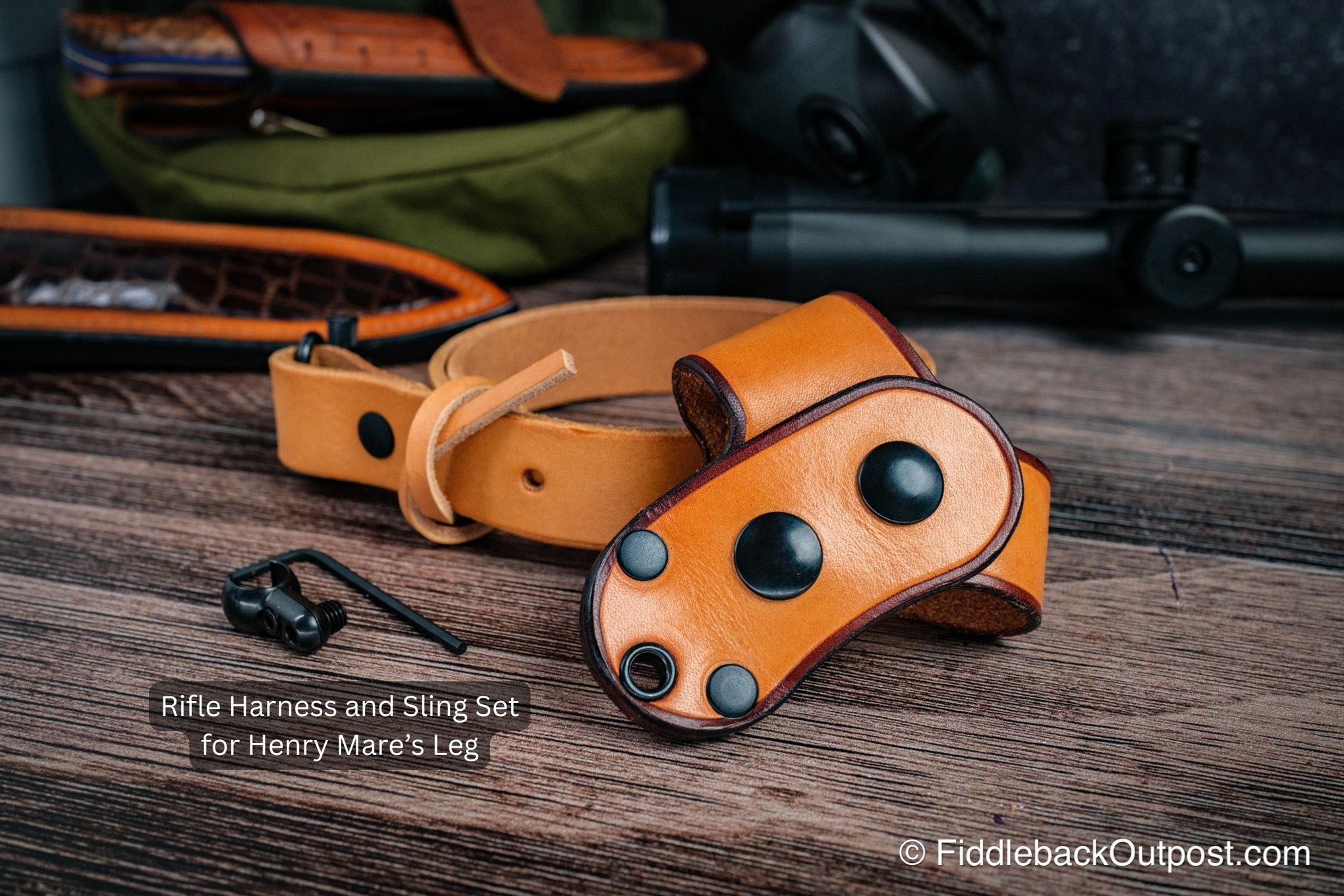 Leather Rifle Harness and Sling Set - Drill Free - No Drilling Required ...