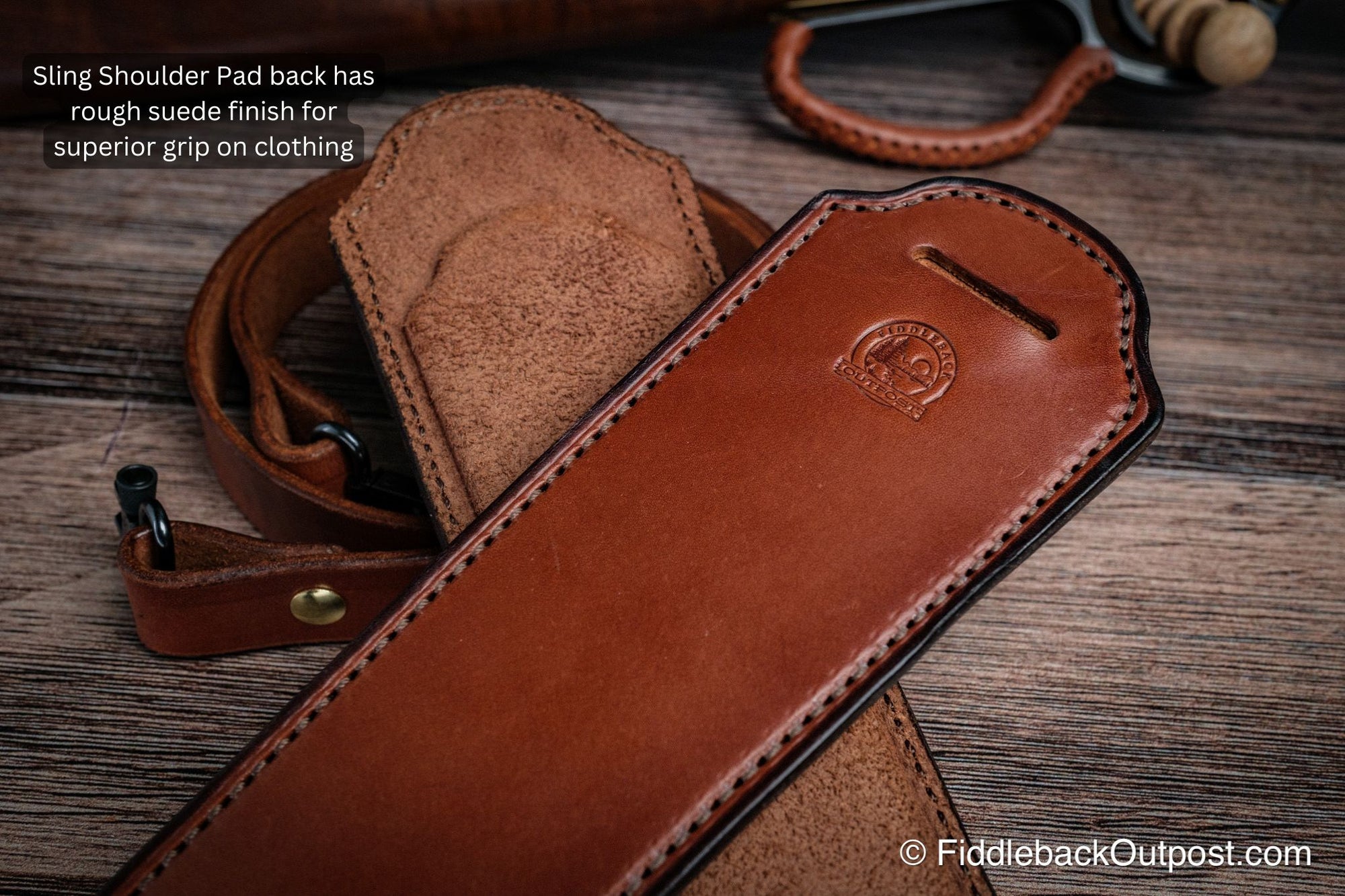 Plain Leather Rifle Shoulder Sling Pad - Fiddleback Outpost