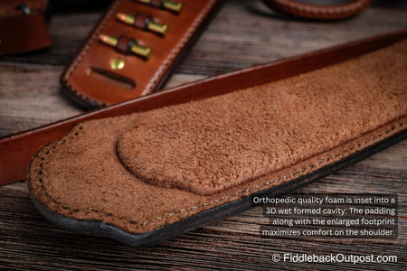 Plain Leather Rifle Shoulder Sling Pad - Fiddleback Outpost