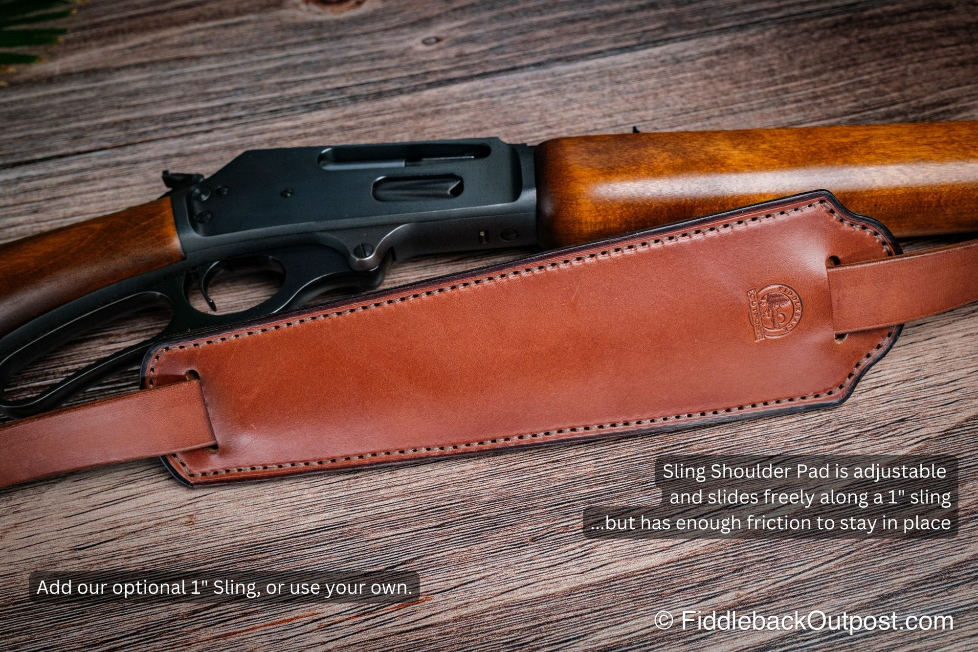 Plain Leather Rifle Shoulder Sling Pad - Fiddleback Outpost