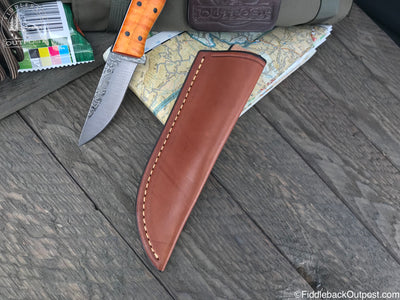 Diomedes Industries - Traditional 638 - Fiddleback Outpost - Leather Belt Sheath for Knife
