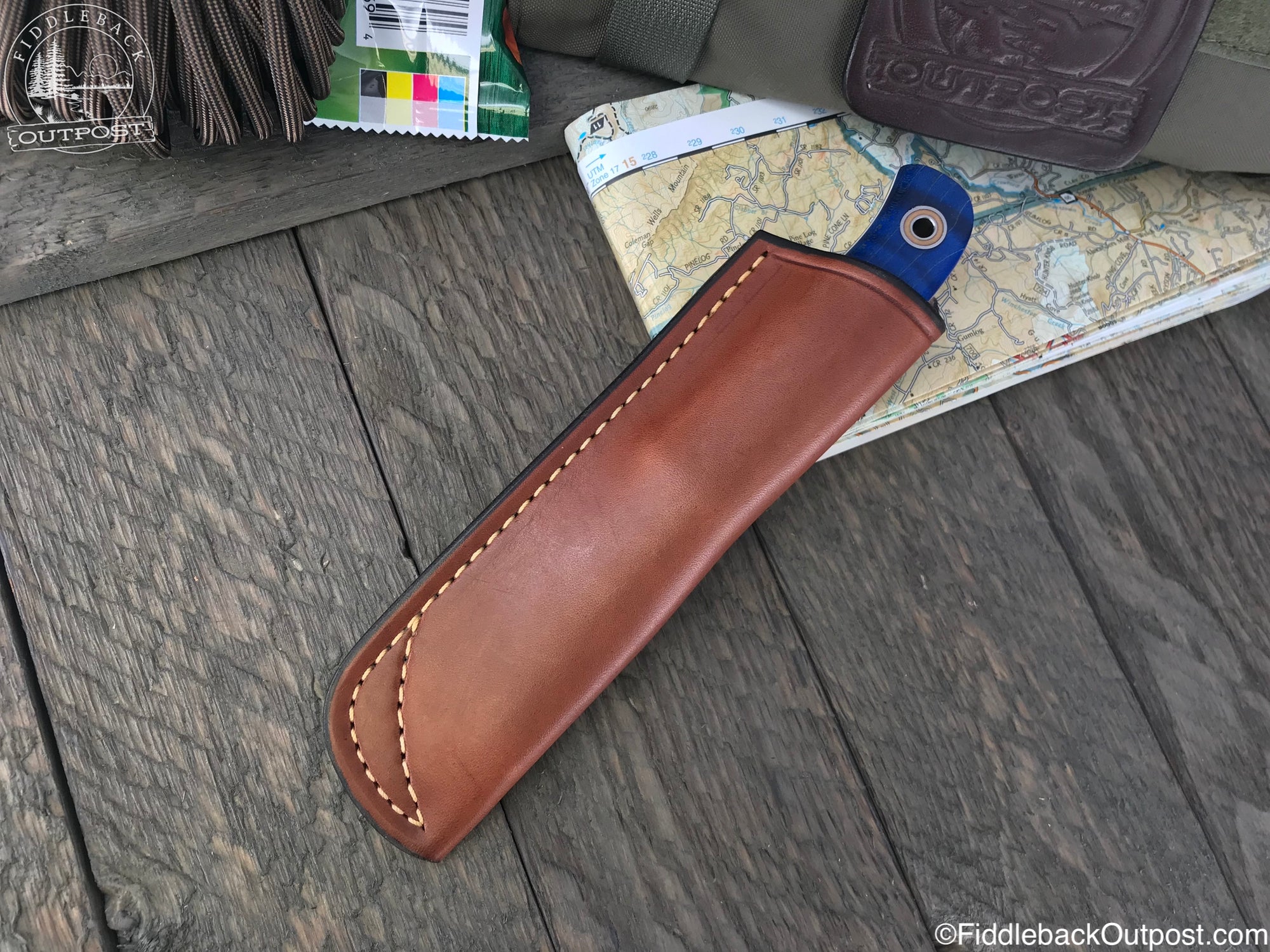 Diomedes Industries - Trekker 638 - Fiddleback Outpost - Leather Belt Sheath for Knife