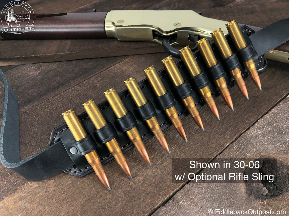 Ammo Carrier for Rifle Sling RLO Custom Leather Fiddleback Outpost