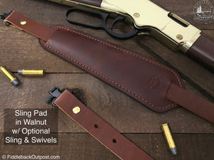 Adjustable Rifle Sling Pad - RLO Custom Leather - Fiddleback Outpost